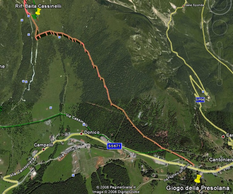 Profilo altimetrico del sentiero